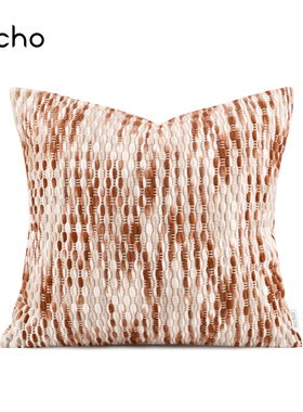 样板间酒店民宿抱枕橘红白色奶油风现代简约沙发客厅床上方枕靠垫