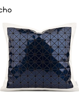 echo现代简约样板间蓝白色镜面抱枕太空星球儿童房床品方枕靠垫套