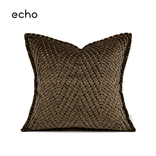 echo割绒几何咖色高档抱枕静奢海派老钱风样板间方枕沙发靠包靠垫