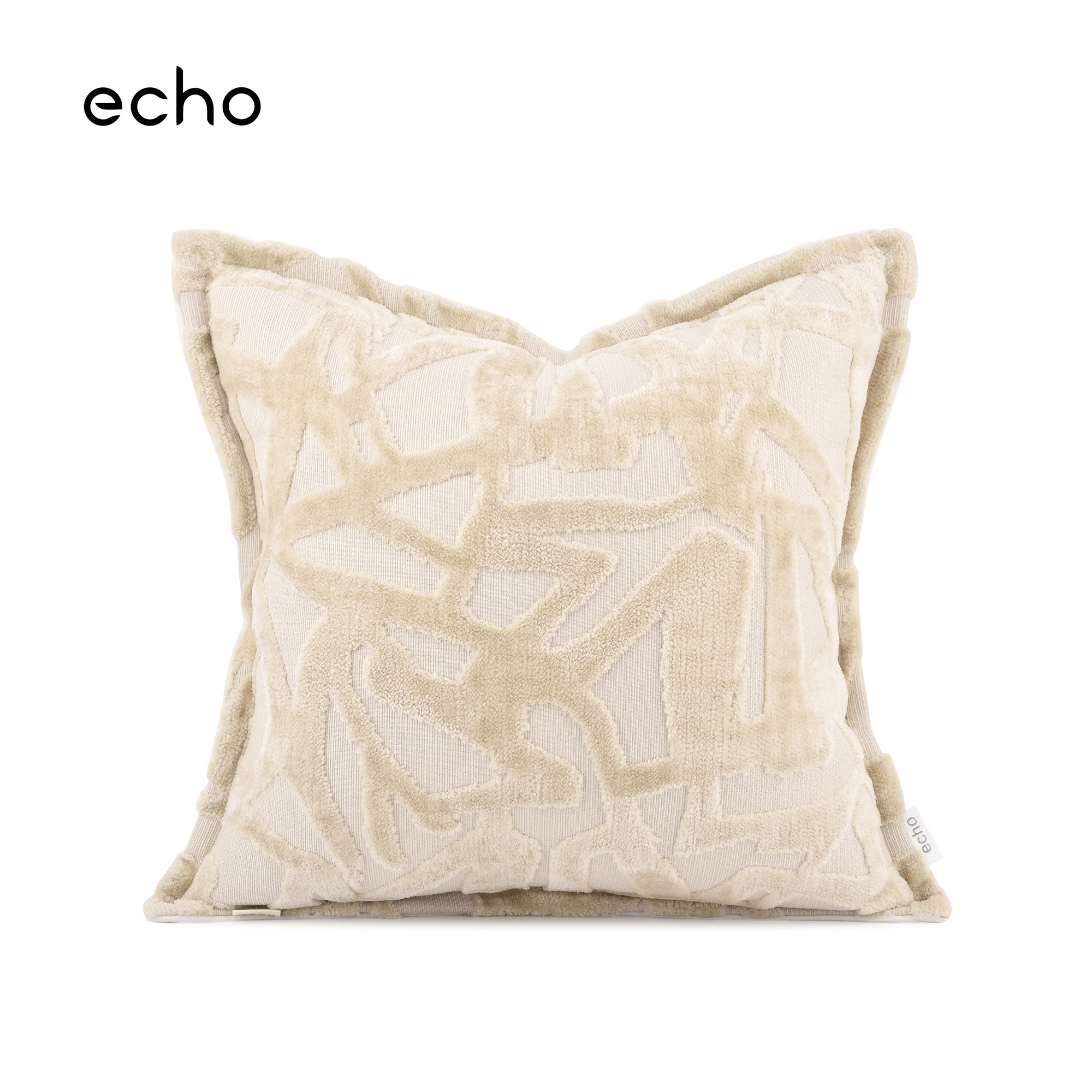 echo法式轻奢植物立体浮雕米白雪尼尔沙发抱枕中古风样板间靠垫套