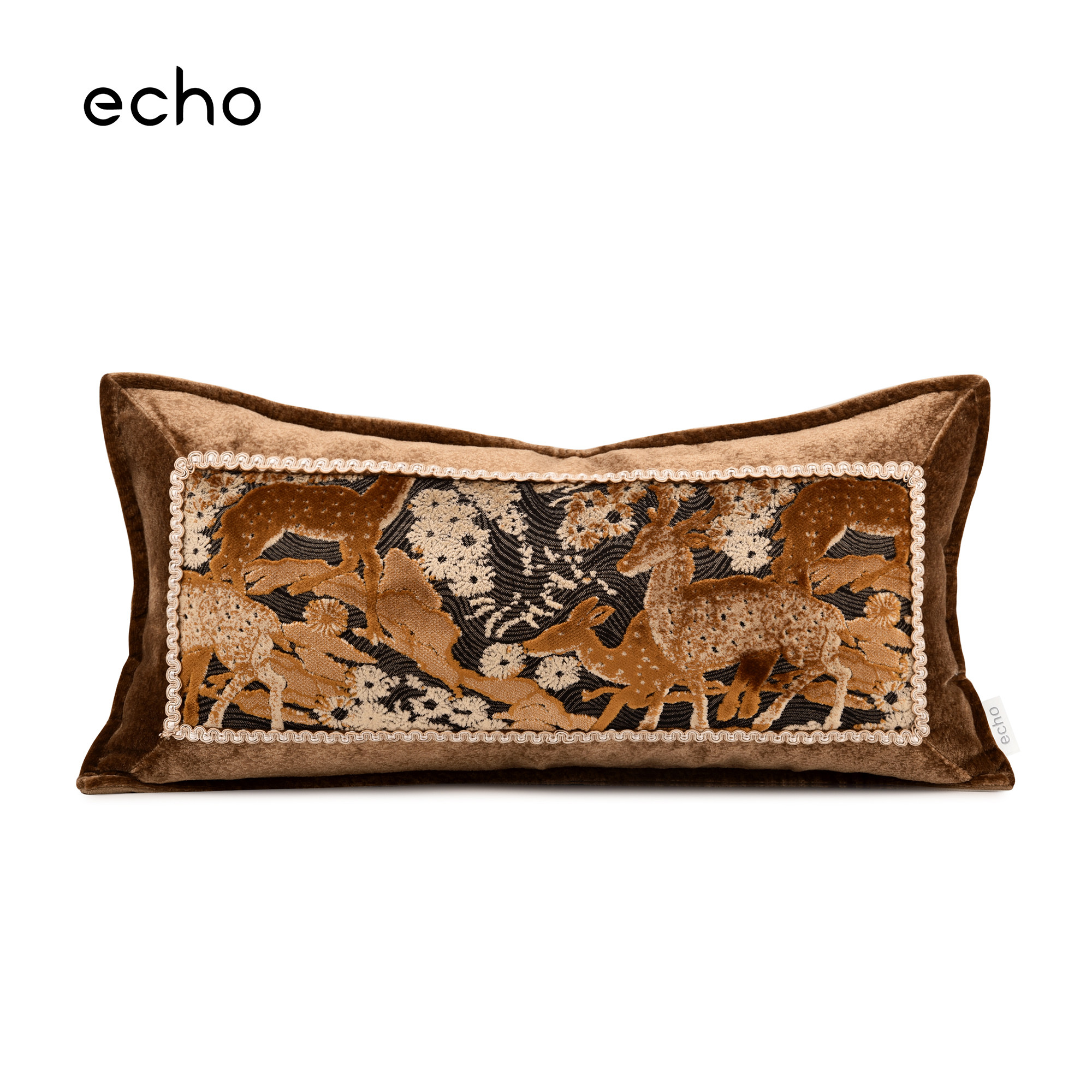 echo法式轻奢老钱风割绒福禄寿吉祥鹿图案沙发抱枕长条腰枕靠垫套,居家布艺,靠垫/抱枕,淘宝优惠券,粉丝福利购,淘宝优惠卷