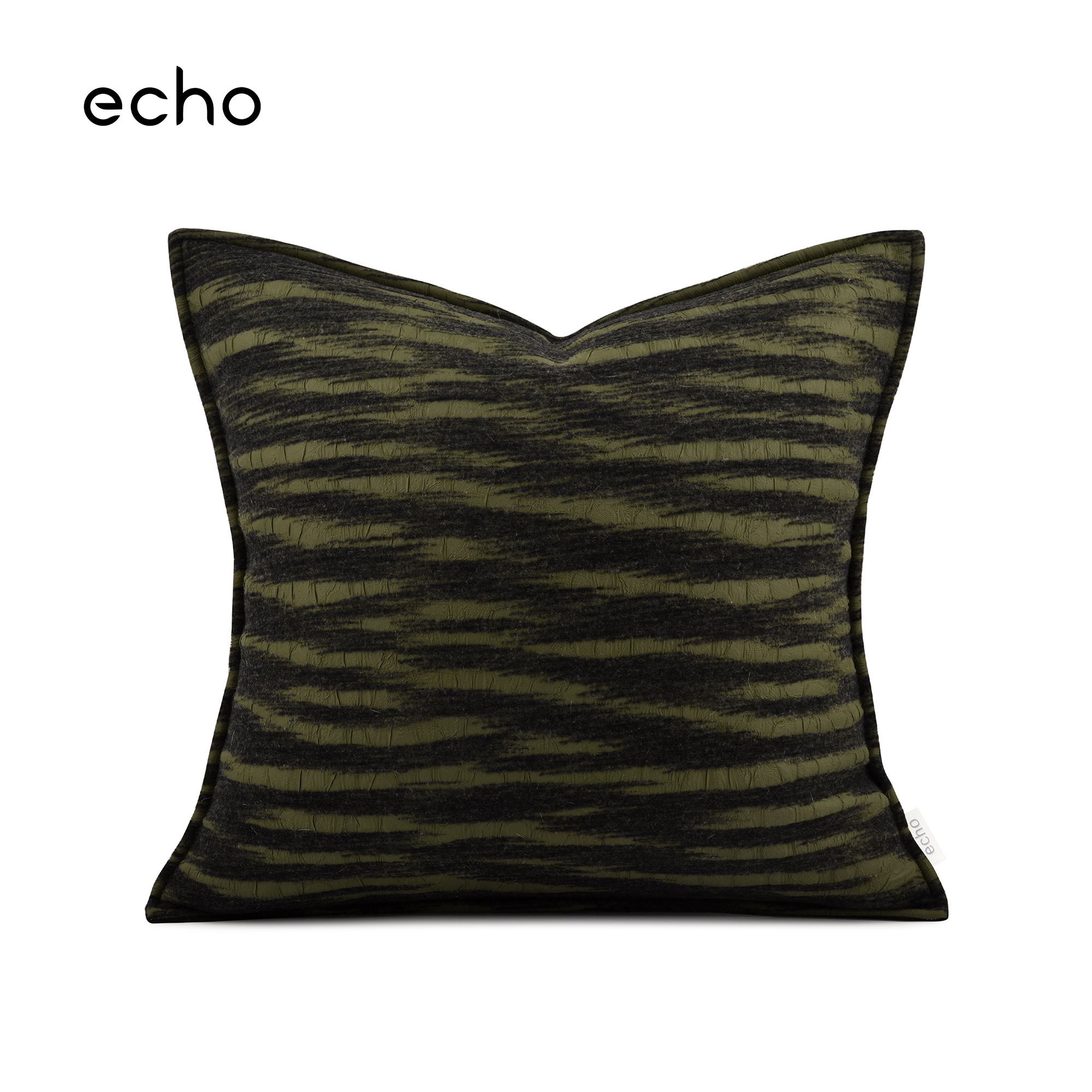 echo现代简约绿黑抽象笔刷新中式样板间用床头方枕抱枕沙发靠垫套
