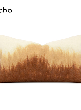 echo休闲度假侘寂风抽象渐变橘橙色样板间沙发客厅抱枕民宿腰枕