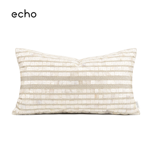 echo米白色手工贝壳钉珠样板间别墅设计师款 饰沙发抱枕腰靠垫套 装