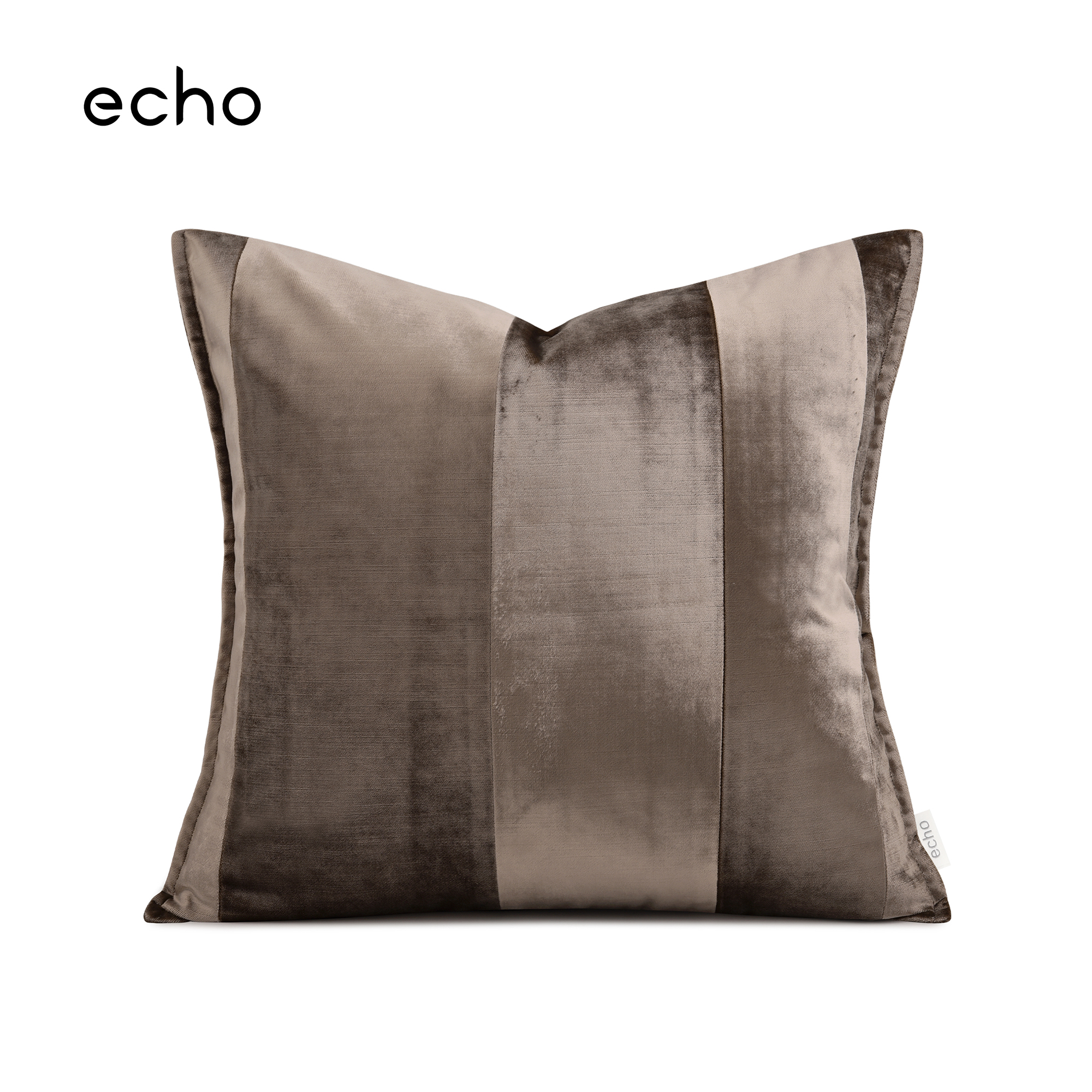 echo酒店轻奢风高级香槟灰咖肌理绒拼接沙发抱枕样板间卧室靠枕套