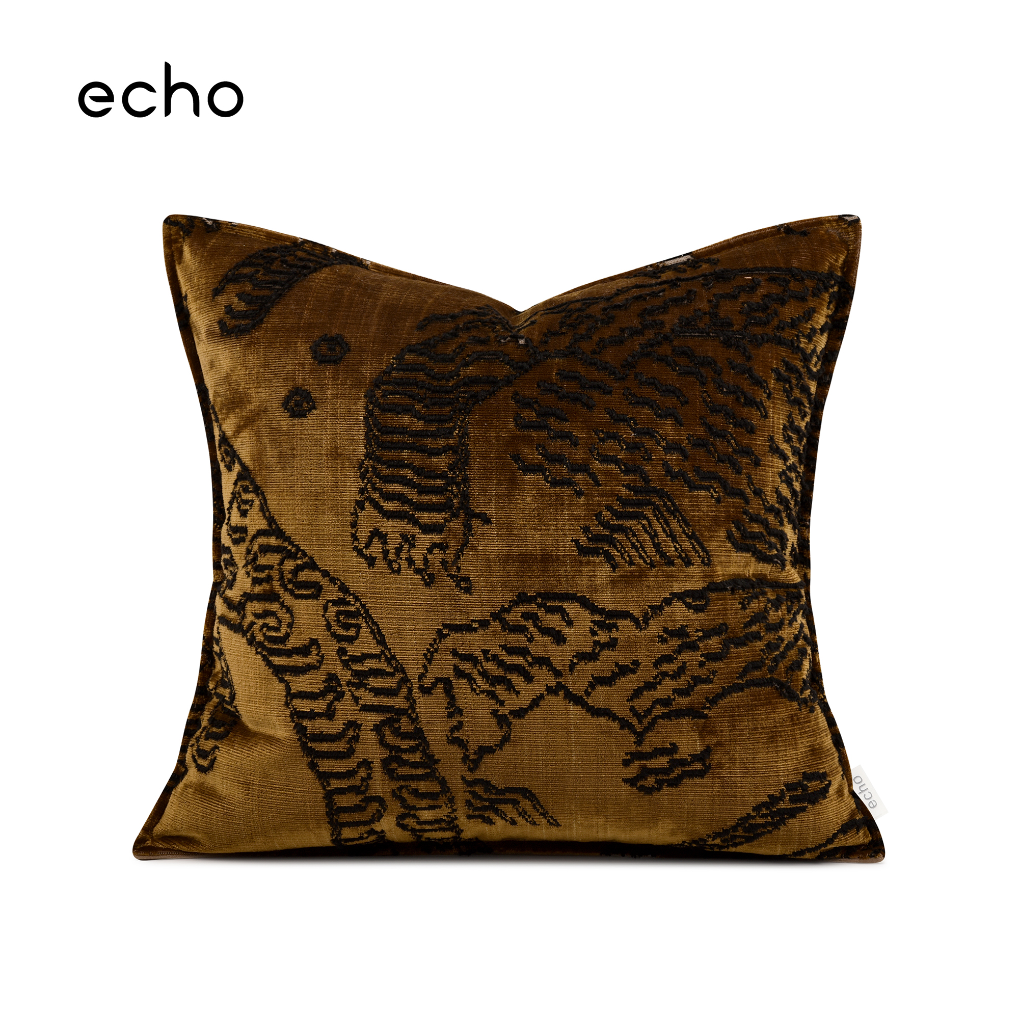 echo高档天鹅绒轻奢复古中古风样板间橘橙金老虎纹沙发抱枕床靠垫
