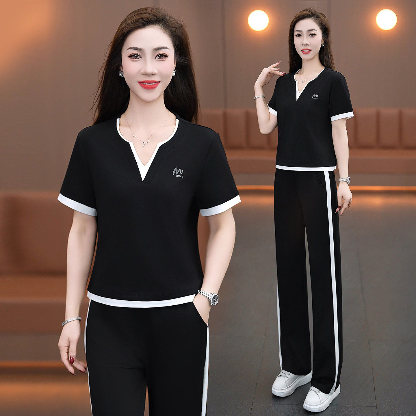 运动套装女2026夏季爆款冰丝短袖洋气时髦小个子薄款跑步服两件套