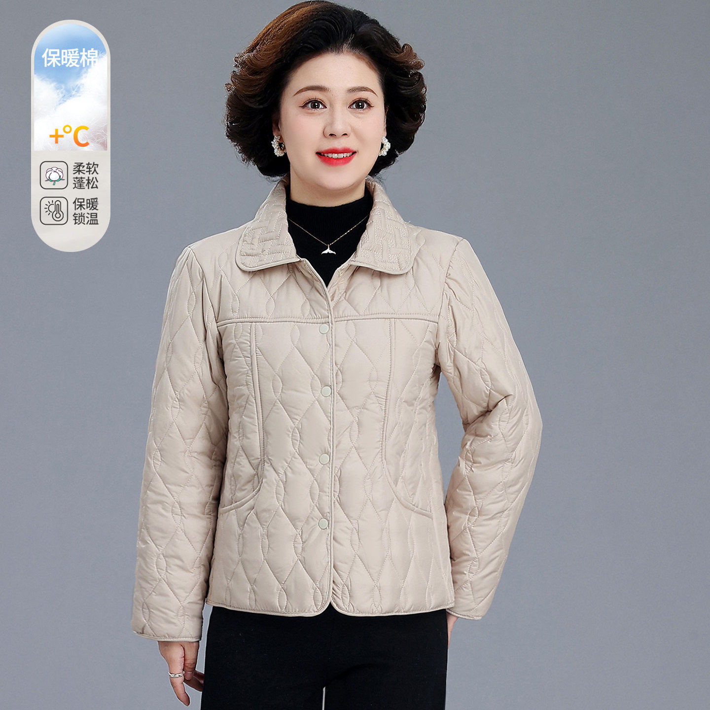 优娜迪中老年女装轻薄短款棉衣妈妈装秋冬保暖棉服洋气外套袄子