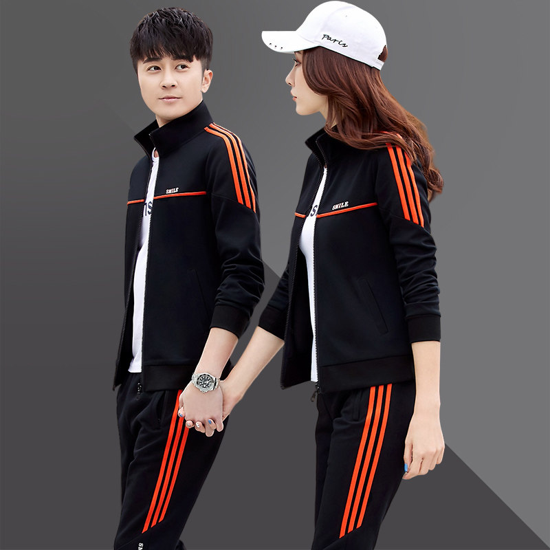2026春季情侣运动套装三件套春秋男士运动服长袖休闲大码女运动装