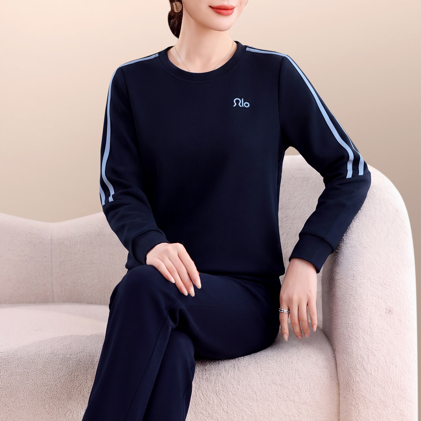 休闲运动服套装女士2026新款春秋时尚气质圆领卫衣百搭显瘦两件套