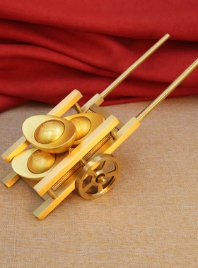 【黄铜工艺品厂家】拉车满载而归70年80年代农村办公室桌面摆件