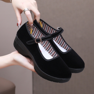 老北京布鞋女鞋软底跳舞鞋酒店黑色防滑工作鞋礼仪鞋广场舞跳舞鞋