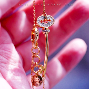 成人童话No.27 Lovers dream2┆外贸原单 水晶钻密嵌镀金钥匙手链