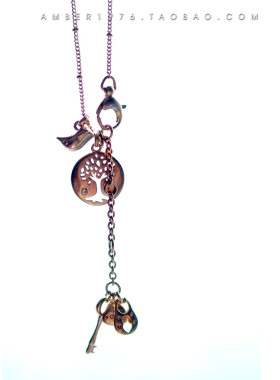 No.243 Fossil 生命之树 欧美风合金镀金镂空雕刻项链