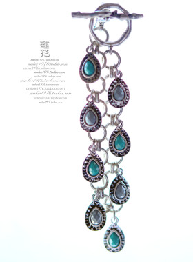 No.383 Lucky Brand 又灵又美 合金镀银镶宝石翎羽多坠古典手链