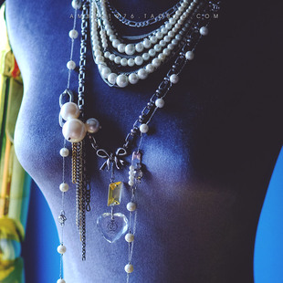 No.29「封面女郎」J家高端 项链毛衣链 镀银水晶蝴蝶结甜美风长款