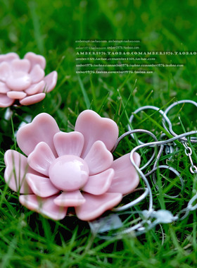 No.111「雏菊」Pilgrim 頽美鲑鱼粉立体花卉镀银项链锁骨链