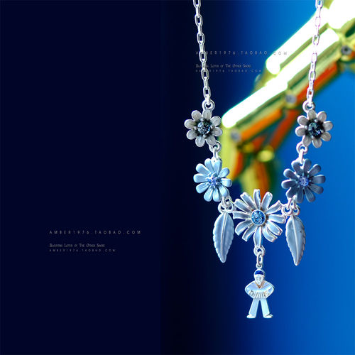 No.253 pilgrim 乐游园之园丁 北欧甜美风珐琅釉水晶合金镀银项链