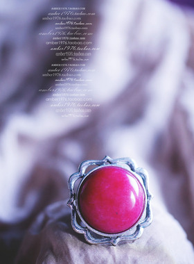 No.310 Lucky Brand 中古风合金镀银做旧真石大宝石戒指