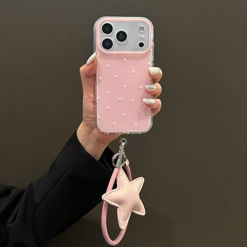 粉底满屏白色星星适用OPPOA15G手机壳女A5A2A1活力版简约A97/A95/A93全包A58x/A72/A56/A55防摔K12K13保护套