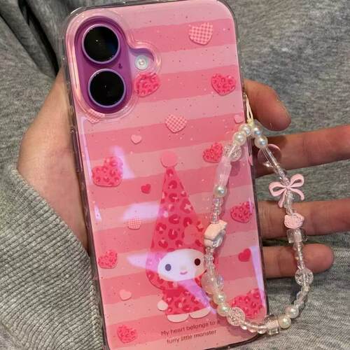 爱心粉帽子美乐蒂适用OPPORealme15手机壳女V70V60V23V50新款高级感GTneo5创意个性13/12pro防摔Q3s保护套7se