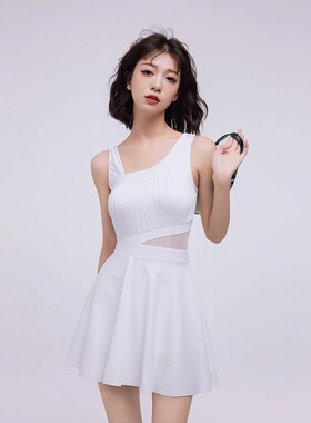 泳衣女新款爆款保守微胖女孩遮肉显瘦高级感游泳衣女款水色调9141