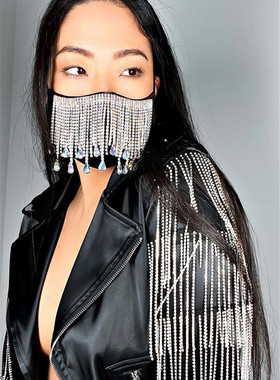 2021夏季新款欧美个性闪闪水钻流苏宝石百搭网红口罩女士面罩1297