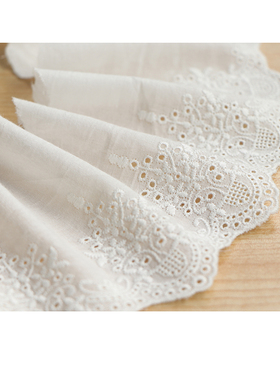 H2白色棉布蕾丝刺绣镂空花边服装辅料 单边条幅12CM宽