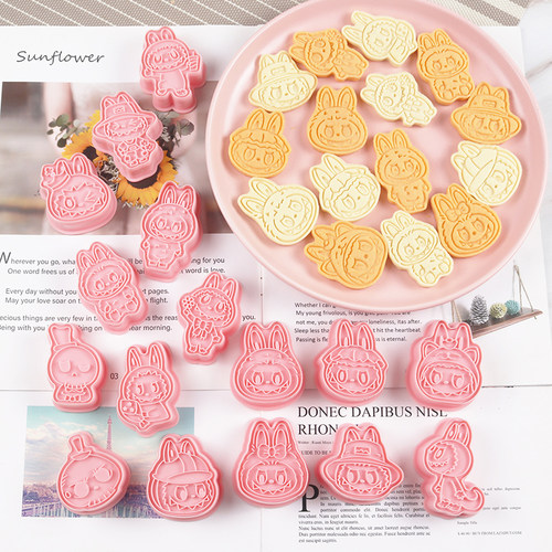 拉布布饼干模具labubu卡通3d按压式家用黄油曲奇diy霜糖烘焙工具