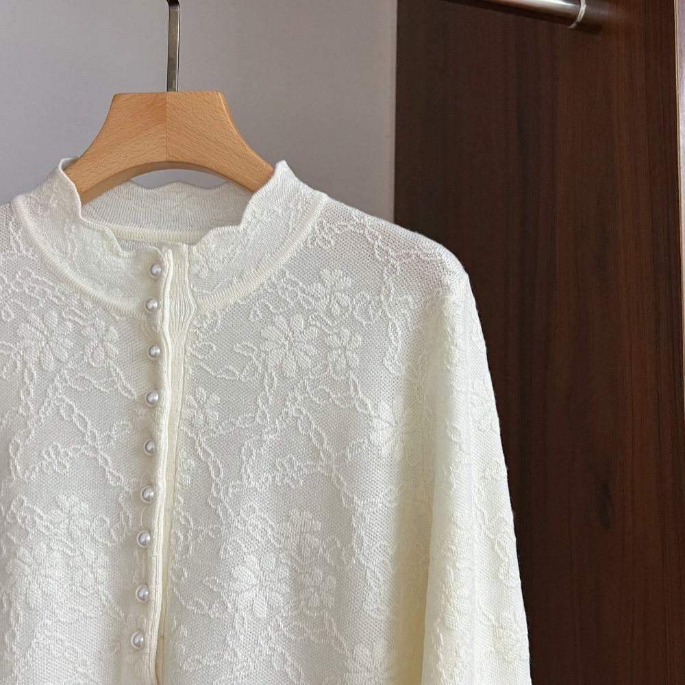 法式优雅~含羊毛蚕丝欧根纱提花针织衫女打底毛衣26早春,女装/女士精品,毛针织衫,淘宝优惠券,粉丝福利购,淘宝优惠卷