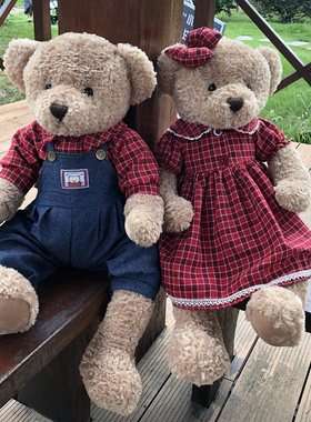 毛绒玩具泰迪熊压床娃娃一对结婚新款情侣熊害羞熊情人节礼物女