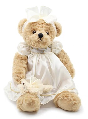 外贸可爱小号泰迪熊公仔少女心睡衣熊玩偶陪睡安抚娃娃生日礼物女