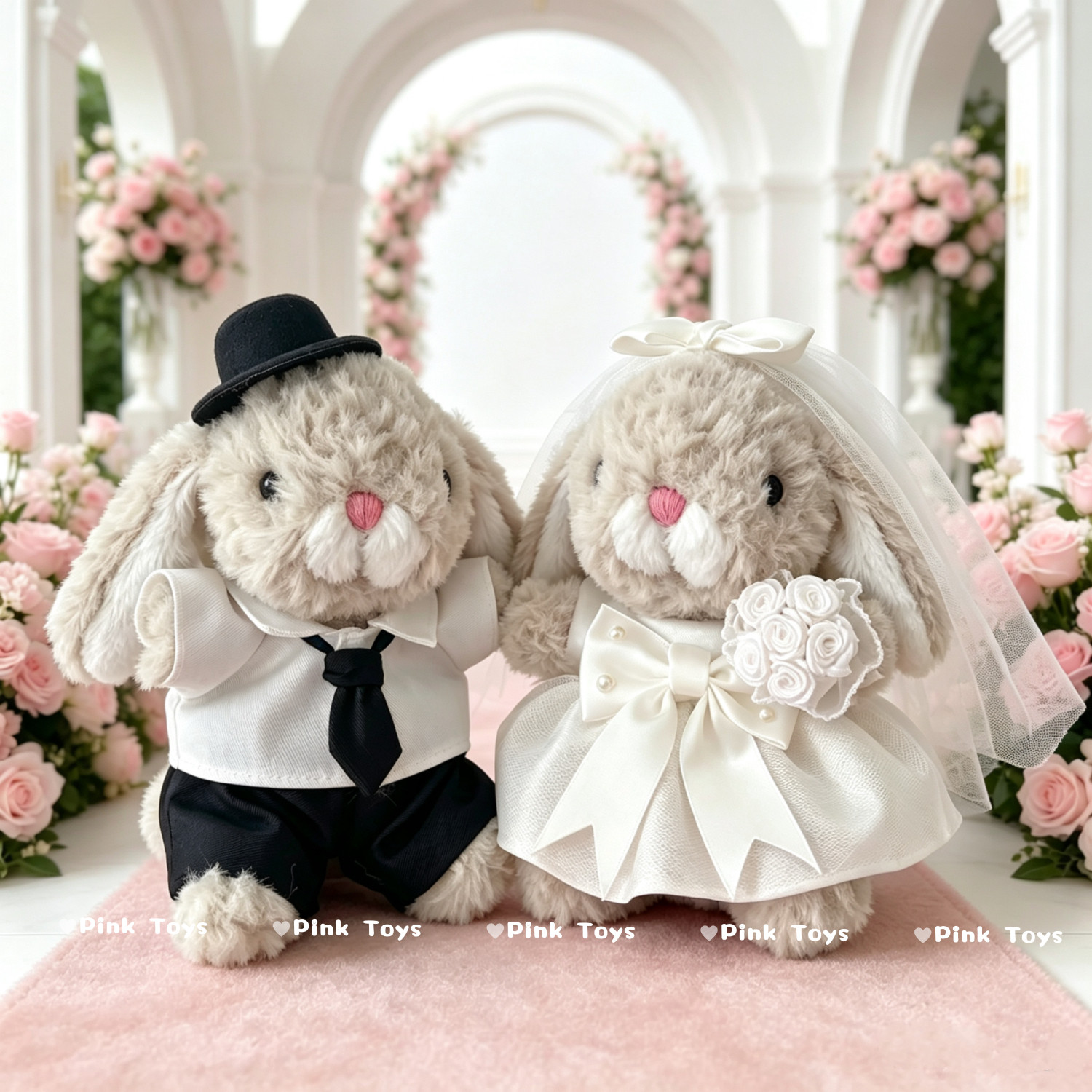 jellycat甜美小兔娃衣yummy美味兔婚纱西装15CM压床娃娃结婚礼物图片