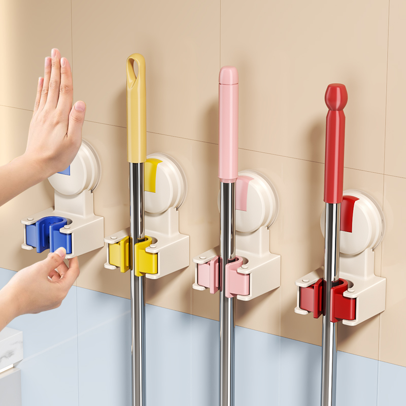 吸盘多巴胺拖把架拖把壁挂夹扫把挂钩浴室门后免打孔收纳架子神器