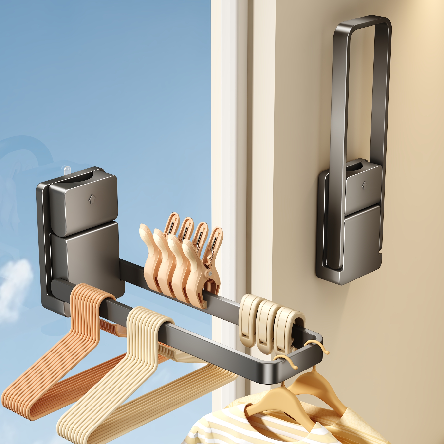 吸盘衣架收纳神器阳台家用免打孔