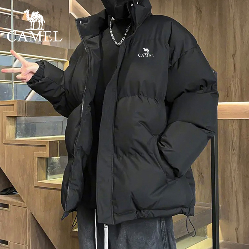 骆驼棉衣男冬季新款港风外套潮牌加厚连帽羽绒棉服宽松面包服男士