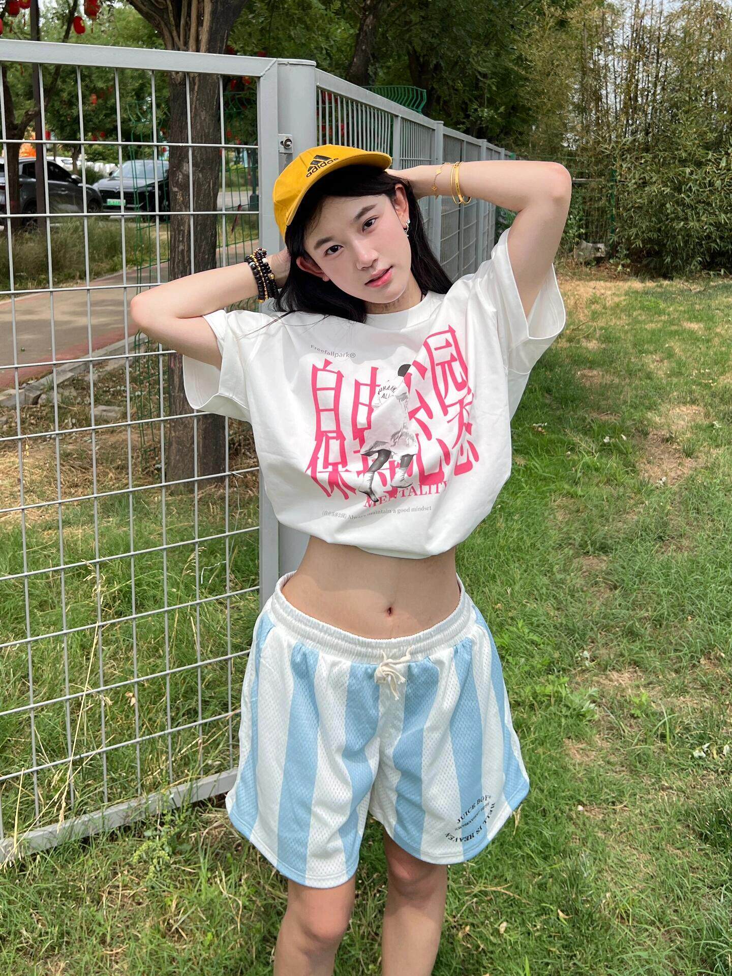 AMERICAN-STYLE SUMMER NEW STRIPED MESH DRAWSTRING QUAD PANTS MENS AND WOMENS LOOSE CASUAL NICHE OVER-THE-KNEE SWEATPANTS