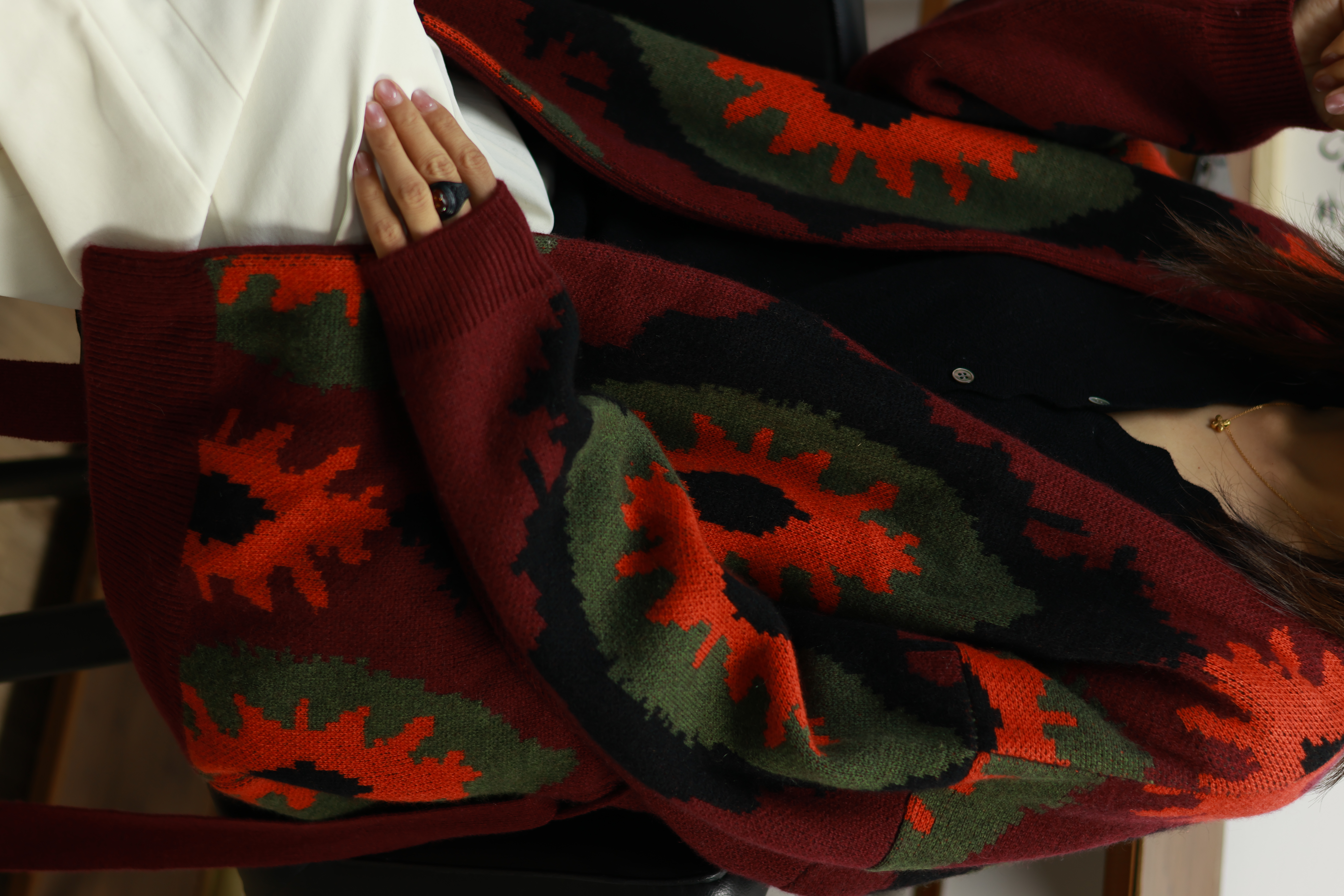 【LU】 提花大开衫 100%纯山羊绒大开衫  纯属捡漏  加厚羊绒外套