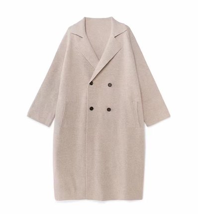 翻领双排扣羊绒大衣风衣