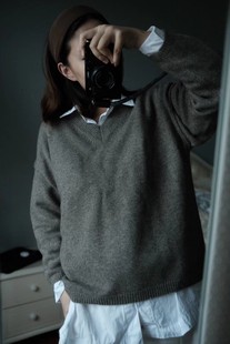 【LU】年终福利 牦牛绒双线毛衣外缝V领套衫（颜色以直播间为准）