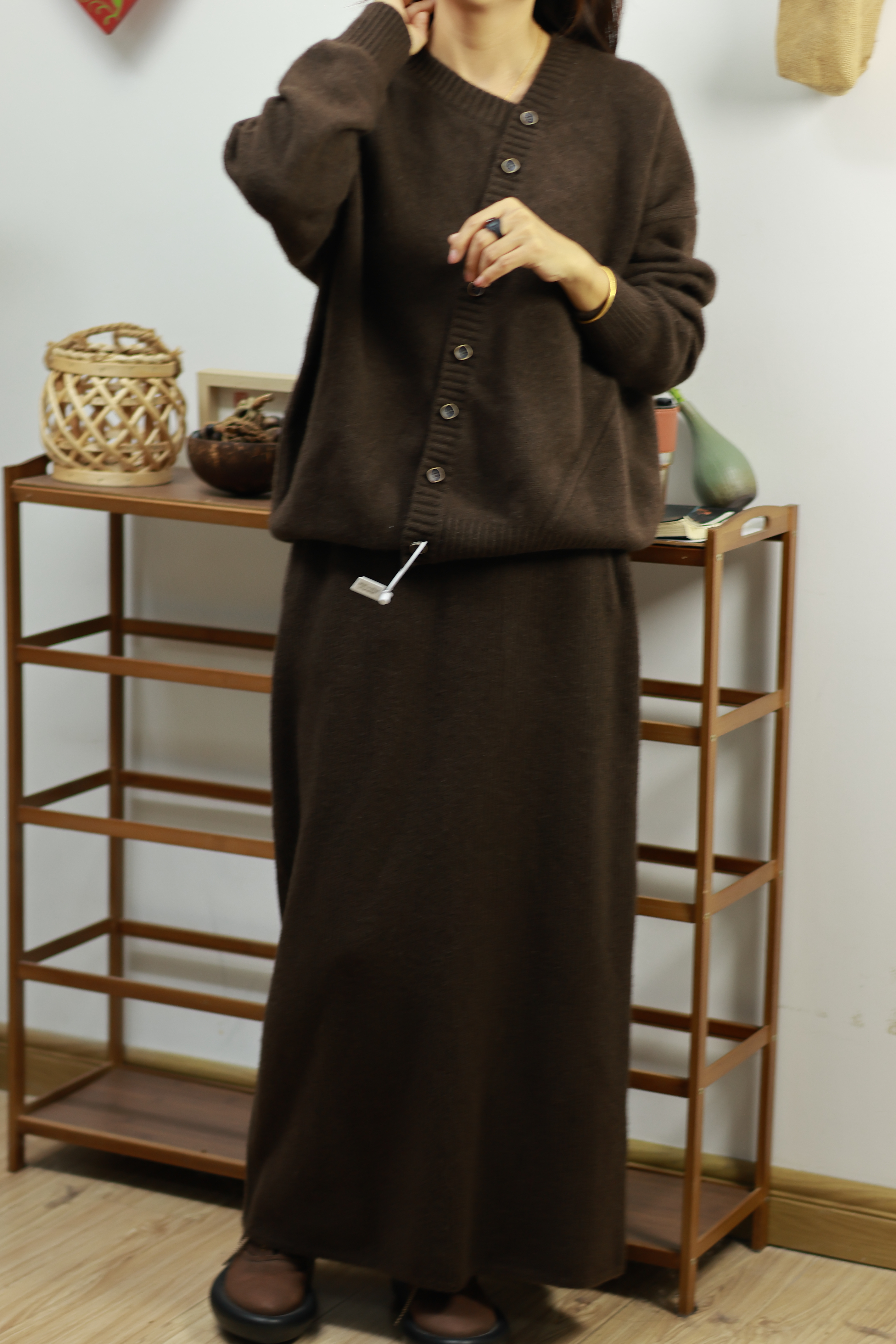 【LU】 不规则   100%牦牛绒加厚开衫/斜襟外套上衣