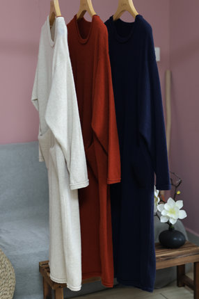 【LU】返场单品·二  宽松慵懒羊绒连衣裙带兜外穿袍子/民族/时尚