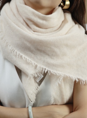 【LU】 整个世纪   半精纺羊绒围巾100%纯羊绒流苏围脖/三角巾