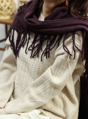 【LU】  羊绒流苏三角巾