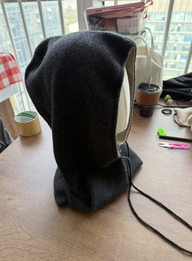 【LU】羊绒帽子脖套护耳男女百搭双面针织保暖围脖/加厚