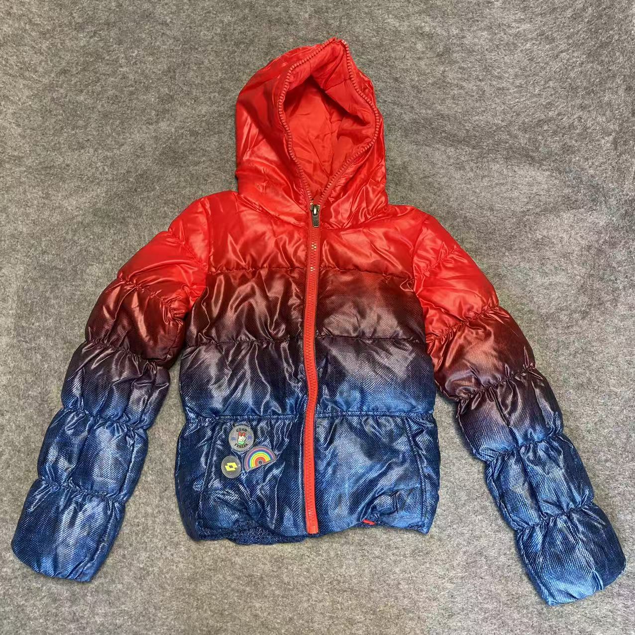 微瑕偏小 LOTTO 乐途 女子 彩虹渐变色牛仔风格羽绒服 短款