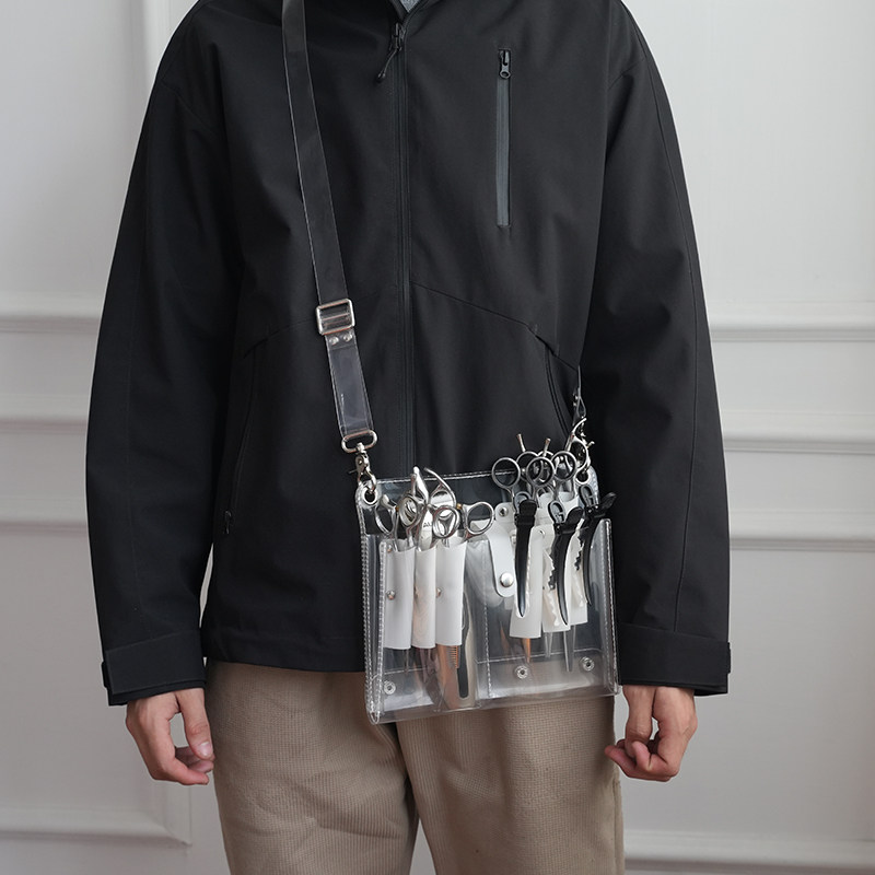 2026新款透明9支装剪刀包发型师腰包美发斜跨包宠物美容剪刀包