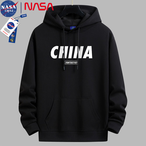 NASA联名重磅卫衣男连帽青少年学生大童国潮秋冬款外套套头帽衫男