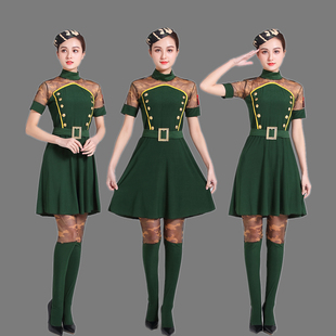 水兵舞服装女套装奔赴舞蹈衣服短裙夏装2021新款短袖迷彩服演出服