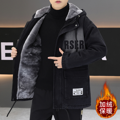 中长款棉衣外套男秋冬季加绒加厚